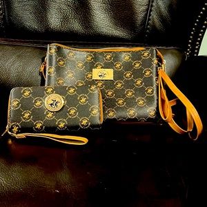 Beverly Hills Polo Club cross body purse and matching wallet.